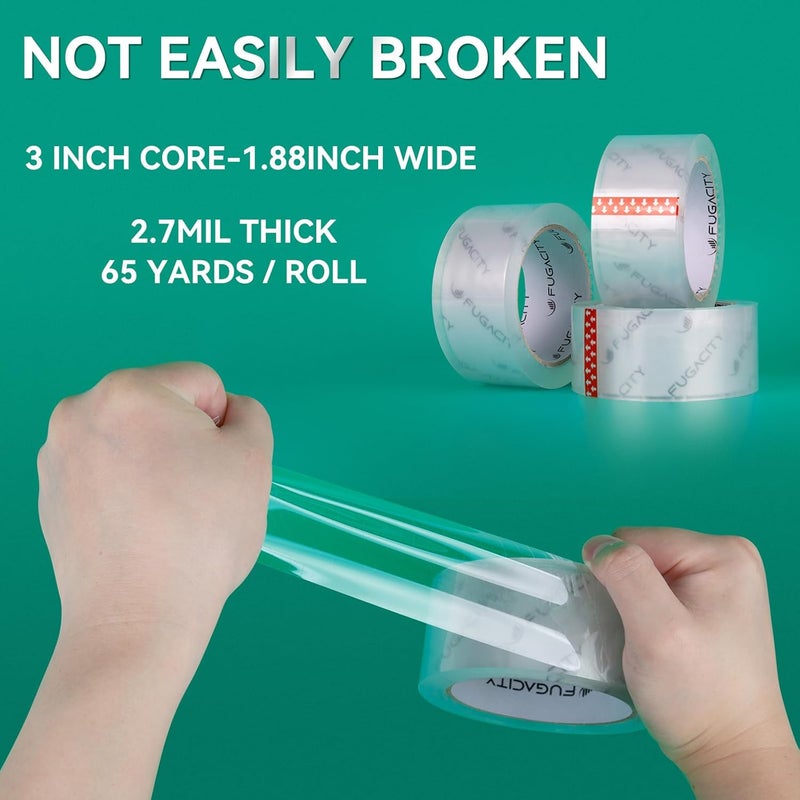 FugaCity Clear Packing Tape Refills (6 Rolls),Heavy Duty Packaging Tape for Moving Sealing, Moving Supplies,2.7 Mil Thick, 1.88 in Wide,65 Yards PER Roll,Total 390 Yards - Image 3
